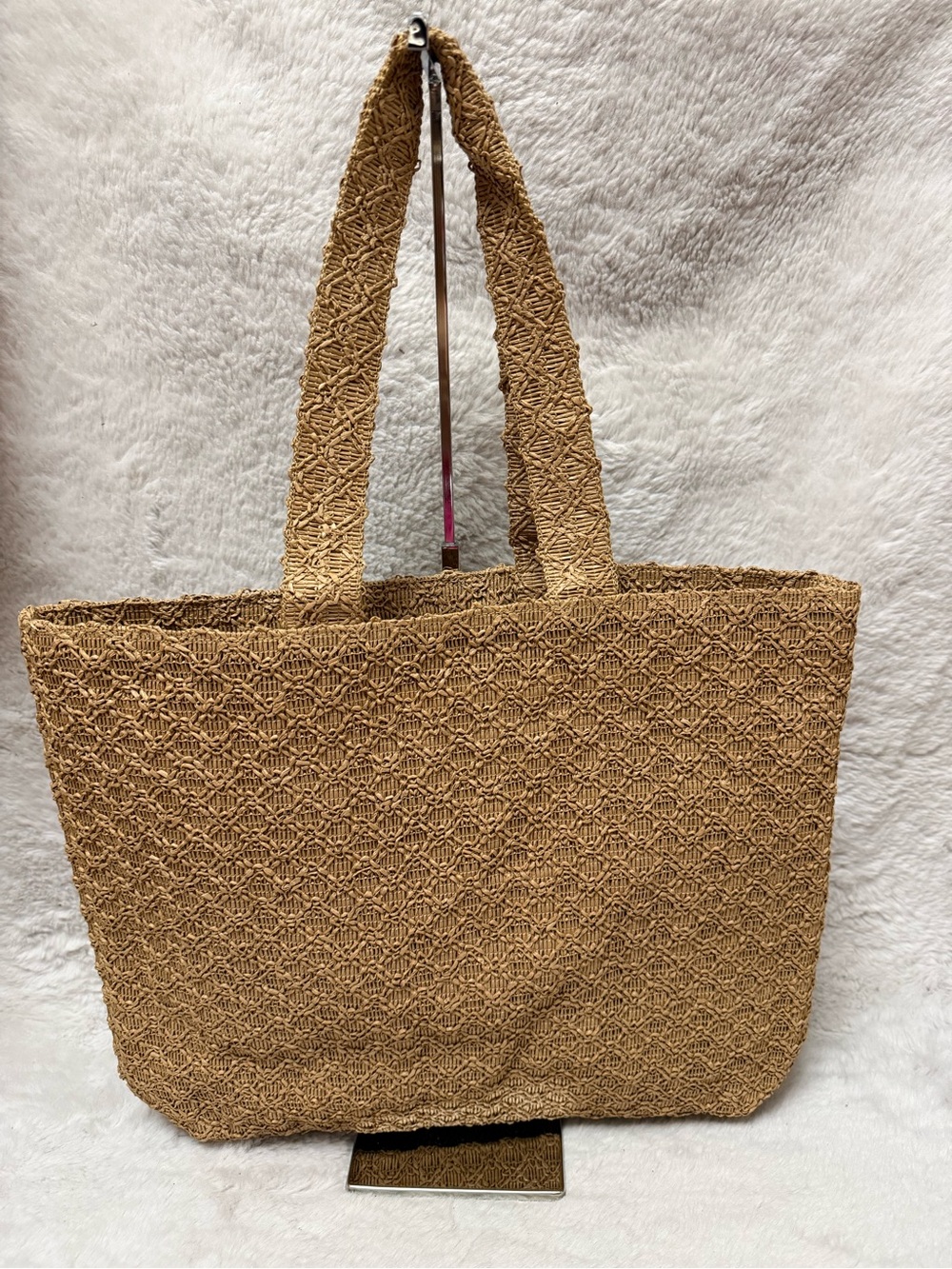 Dior Tan Woven Tote with White Logo- GWP - Picture 3 of 11